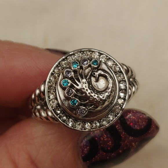 NEW Peacock 12mm Snap Stretch Ring Magnolia & Vine - Picture 4 of 6